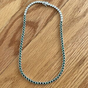 Reese tennis necklace emerald silver Lili claspe revolve